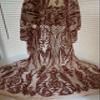 Alaina Copper Curlicue Sequins on Mesh Lace Fabric by The Yard - 10018 view 3