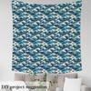 Ocean Waves Fabric By The Yard, Japanese Nautical Upholstery Fabric, Traditional Marine Decorative Fabric, Sea Surf Adventure Indoor Outdoor Fabric, DIY Art Waterproof Fabric, Blue Gold, 10 Yards view 3