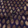 The Design Cart Dark Blue Golden Floral Motifs Silk Brocade Fabric for Arts & Crafts, DIY, Sewing, and Other Projects, Width 44 Inches Package of 10 Metre HP-21001518-8 view 1