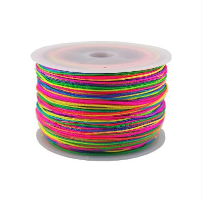 Glory Qin 109 Yards Nylon Rope Decorative Rope Beaded String Kumihimo, Beaded, Tassel, Jewelry Making Chinese Knot (0.8mm, Rainbow)
