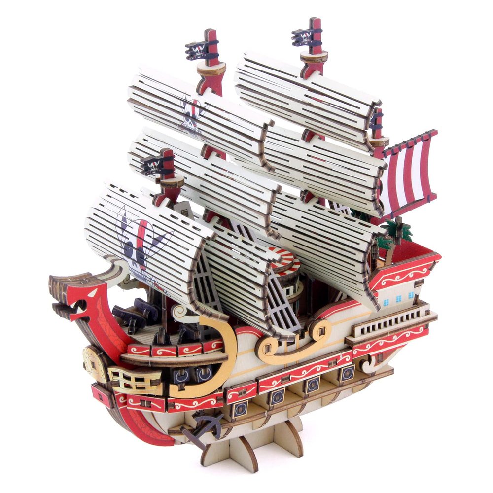 ki-gu-mi One Piece Red Force Ship Model - One Piece Model Kit Series - Japanese Miniature Wooden 3D Puzzle for Adults and Teens - Fun DIY Wood Craft Kits for Adults and Kids