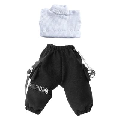 niannyyhouse Ob11 Short Vest Chain Cargo Pants 1/12 BJD Doll Dress Up (White+Black)