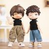 niannyyhouse Ob11 Short Vest Chain Cargo Pants 1/12 BJD Doll Dress Up (White+Black) view 3