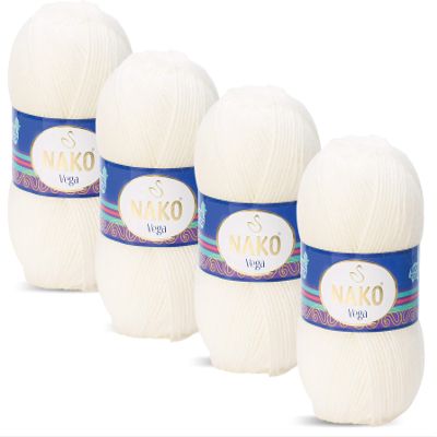 Nako Vega,Knitting Yarn,(4Balls) Each Skein(Ball) 3.53 Oz (100g),100% Premium Acrylic,You can use it in Cardigan, Sweater, Scarf, Beret, Booties, Baby Room Knitting Pearl 3042