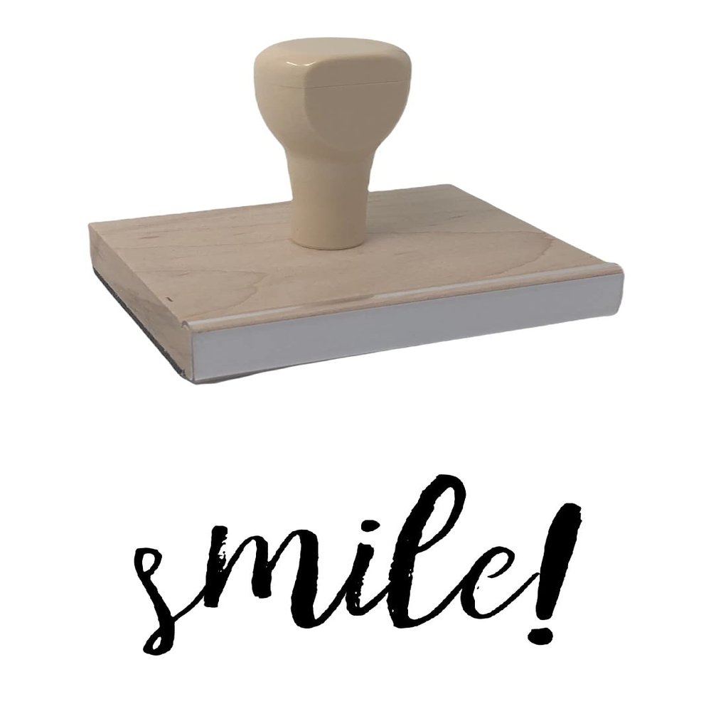 Infusion Smile! Rubber Stamp, 2 X 3'' Wood Stamp