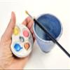 The Mud Place Palm Palette and Watercolor Bowl 2pc Set Painting Rest Stand for Painters Rinse Speckled Blue White view 4