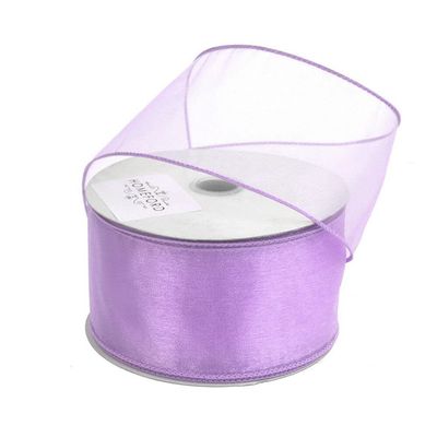 Sheer Chiffon Ribbon Finished Edge, 2-1/2-Inch, 25 Yards (Lavender)