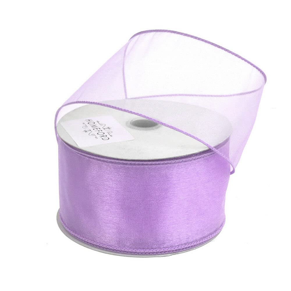 Sheer Chiffon Ribbon Finished Edge, 2-1/2-Inch, 25 Yards (Lavender)
