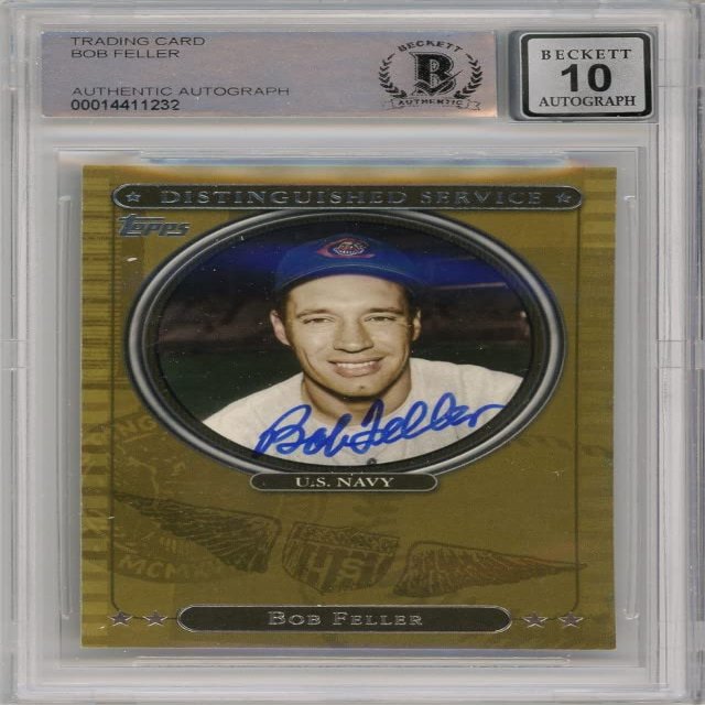 Bob Feller 2007 Topps Distinguished Service Baseball Autograph Card #DS3 BAS 10
