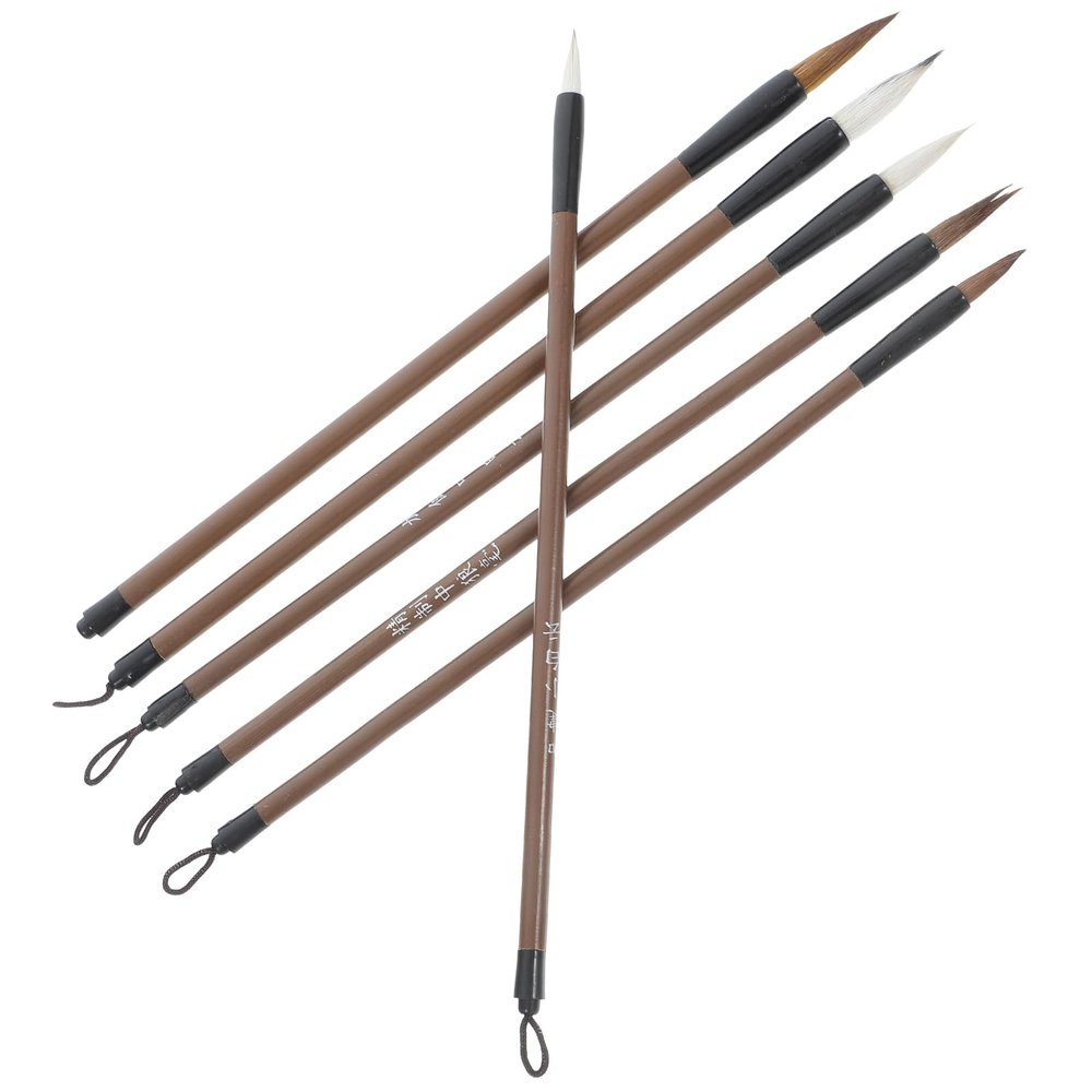 Ciieeo Calligraphy Brush Set 6 Pcs Chinese Writing Brush Pens for Painting Drawing and Calligraphy Practice 9.44 Inch Student Art Supplies with Wolf and Goat Hair