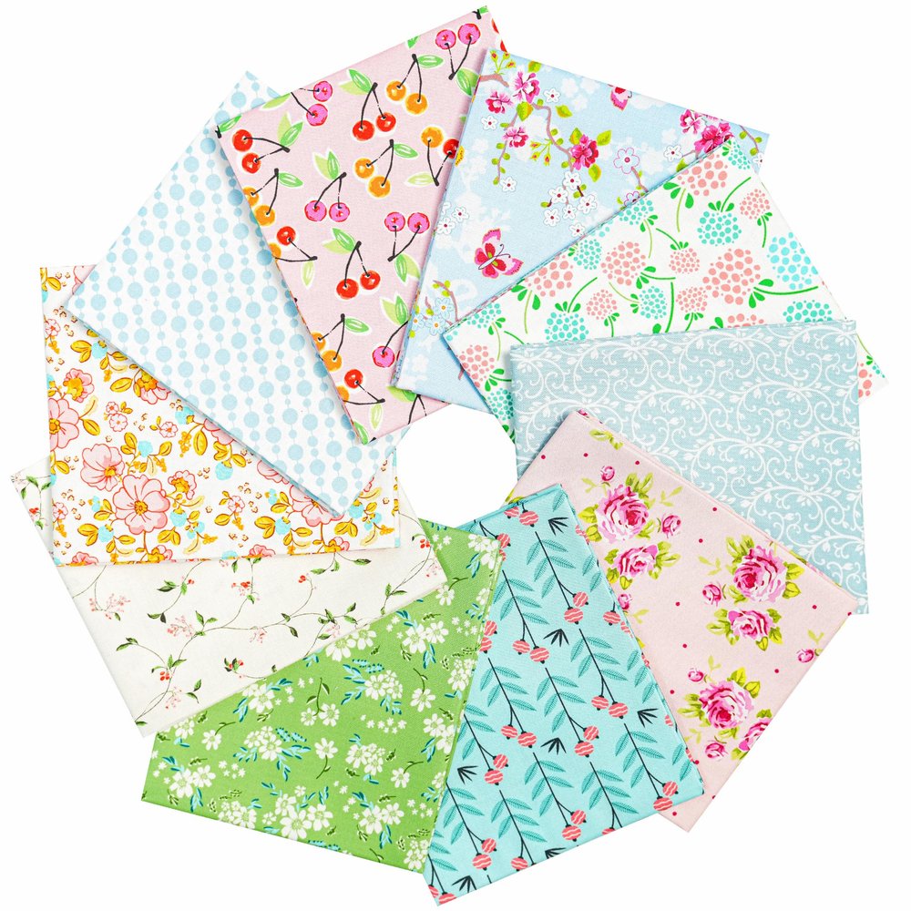 Craftido -25 Options- 100% Cotton Quilting Fabric Bundles 10pcs Fat Quarters 18x21-Medium Weight 5.2 oz- Soft Cotton for Quilting, Sewing Project, Patchwork, DIY Crafts - Sweet