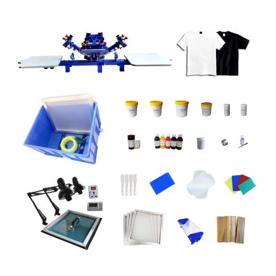 TIANIUSEEN 4 Color 2 Station Screen Printing Kit Silk Printing Press Equipment Material Micro-Registration Silk Screen Press Printer for T-Shirt DIY