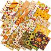 Shimeyao 60 Pieces Thanksgiving Fabric Bundles 10 x 10 Inch Thanksgiving Leaves Pumpkin Patchwork Squares Fabric for Harvest Holiday DIY Craft Sewing Quilt Material Handmade view 1