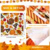 Shimeyao 60 Pieces Thanksgiving Fabric Bundles 10 x 10 Inch Thanksgiving Leaves Pumpkin Patchwork Squares Fabric for Harvest Holiday DIY Craft Sewing Quilt Material Handmade view 2