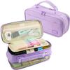 JOINPRO Large Capacity Pencil Case, 4 Compartment Pen Pouch Organizer with Double Zipper, Storage Bag for School, Office, Teen Girl Boy Men Women (Purple) view 1