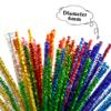 Queenbox 100 Pcs 0.6x30cm Colorful Fuzzy Chenille Stems Furry Metal Pipe Cleaners for DIY Arts Craft Making Christmas Birthday, Gold 02 view 3