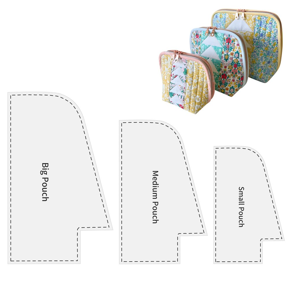 TXIN Set of 3 Purse Bag Pattern Template - 3 Sizes Clear Plastic Handbag Pre Cut on Fold Stencil for DIY Handmade Bag Making Supplies (5.7/7/8.7 Inch)
