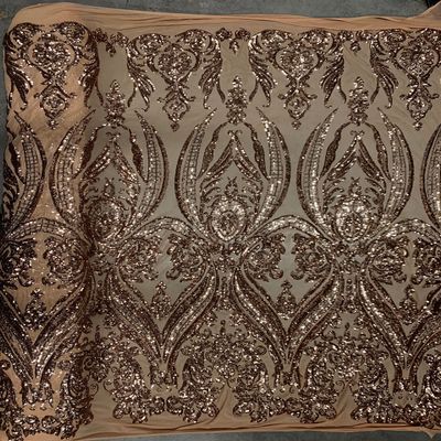 Alaina Bronze Curlicue Sequins on Mesh Lace Fabric by The Yard - 10018
