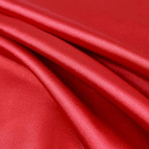 Payton RED Faux Silk Minimal Stretch Charmeuse Satin Fabric by The Yard - 10017