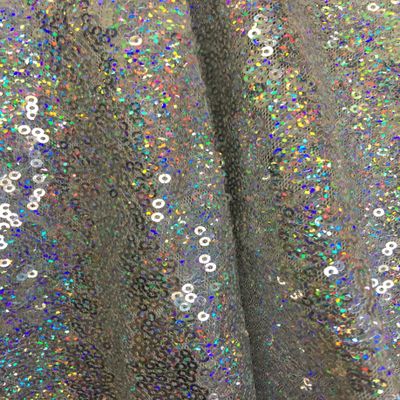 Leila Silver Iridescent Sequins on Mesh Fabric by The Yard - 10050