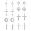 Crafans 16Pcs Cross Connector Link Charms 8 Styles 2-Hole Stainless Steel Jesus Cross Charms Hollow Cross Pendants Blank Stamping Tag Sideways Cross Links for Halloween Jewelry Making view 1