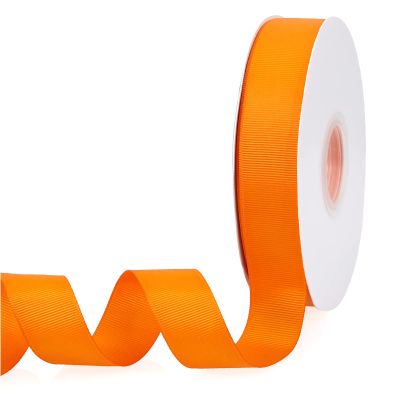 Orange 1" X 50 Yards Solid Color Double Faced Grosgrain Ribbon for Gifts Wrapping, Wedding, Party, Crafts, Hair Bows, Flowers, Home DIY Decor