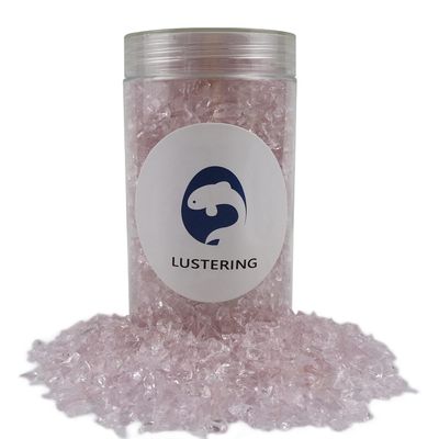 LUSTERING High Luster Crushed Glass Glitter, Broken Glass,Gems for Fire Pit, Crafts DIY Epoxy Resin Art, Geode Painting,Vase Filler,Aquarium Garden Decoration, 3-6mm, 454g (Pink)