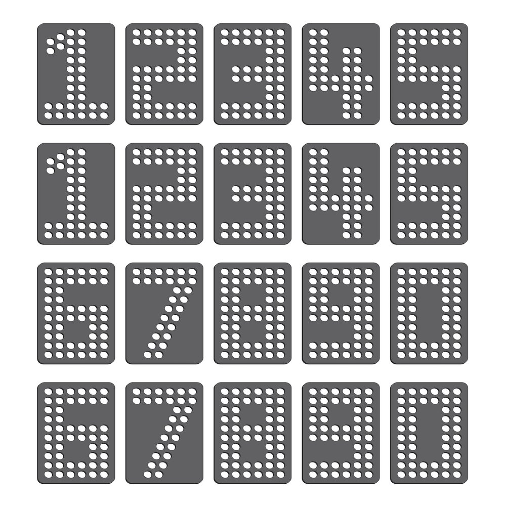 Rhinestone Genie Numbers-Block 2" Magnetic Rhinestone Template, Black (RT1-FON203)