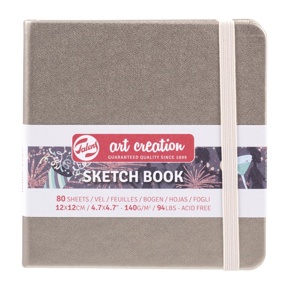 Talens Art Creation T9314-244M 454500 Talens Art Creation Sketchbook, Drawing Notebook, 4.7 x 4.7 inches (12 x 12 cm), Pink Champagne, Thickness 4.9 oz/yd, Fine Acid-Free Paper, 80 Sheets