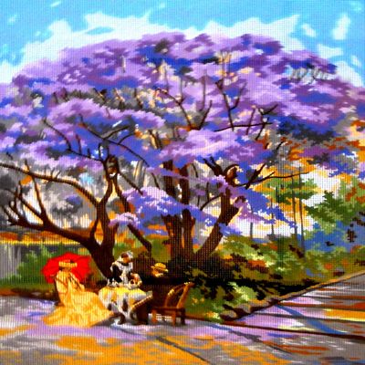 Printed Canvas for Cross Stitch Tapestry Embroidery Gobelin Needlepoint Collection D'art (Nice Day 12979)
