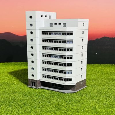 BENME N Scale Train Railway Scene White Apartment Building Model - 1:160