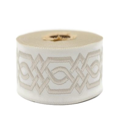 10.9 Yards Spool 1.37 inch Wide Beige Celtic Claddagh Jacquard Ribbon Sewing Trim Upholstery Fabric 35272