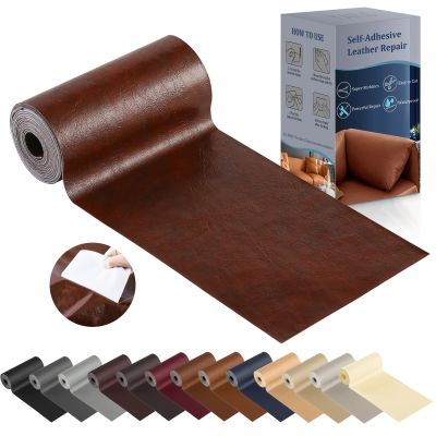 YAFLC Leather Repair Patch for Furniture, 4" x 63" Self Adhesive Leather Repair Kit Vinyl Repair Tape for Car Seat Sofa Jackets Couches Chair Glossy Chestnut