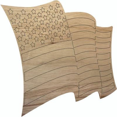 America Flag Wooden 16" Cutout, 4th of July Blank Paintable Unfinished Wood Shape