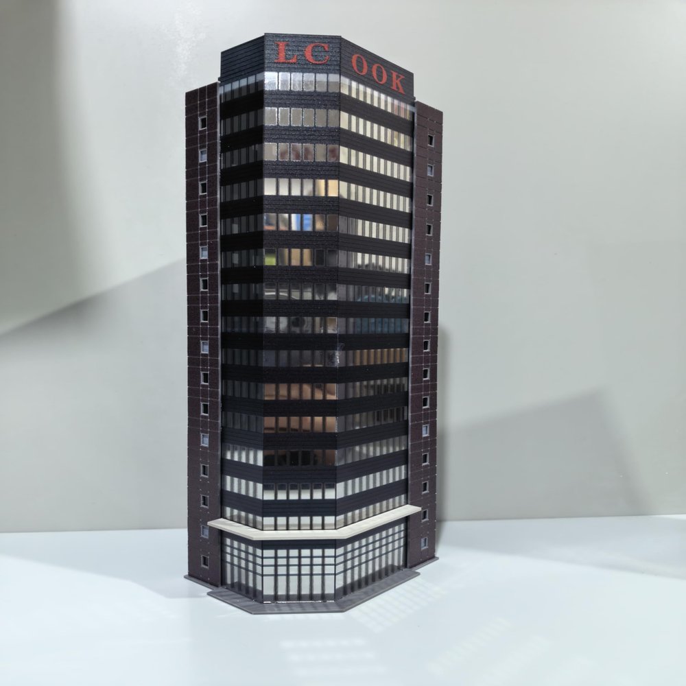 BENME N Scale Train Railway Modern Commercial Building Model - 1:160 (deep Grey)