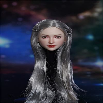 1/6 Scale Female Head Sculpt, Asian Girl Pale Skin Head Carved for 12inch Phicen TBLeague Action Figure Body Collection (B)