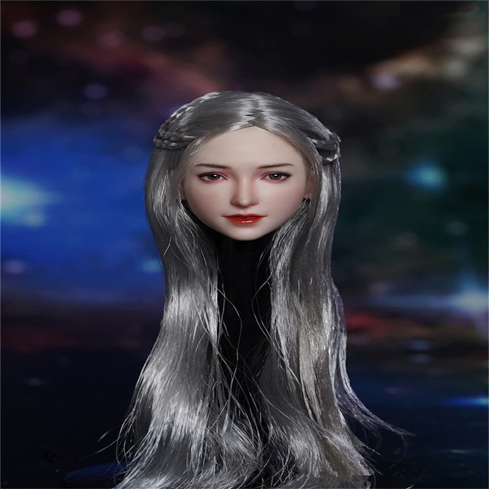 1/6 Scale Female Head Sculpt, Asian Girl Pale Skin Head Carved for 12inch Phicen TBLeague Action Figure Body Collection (B)