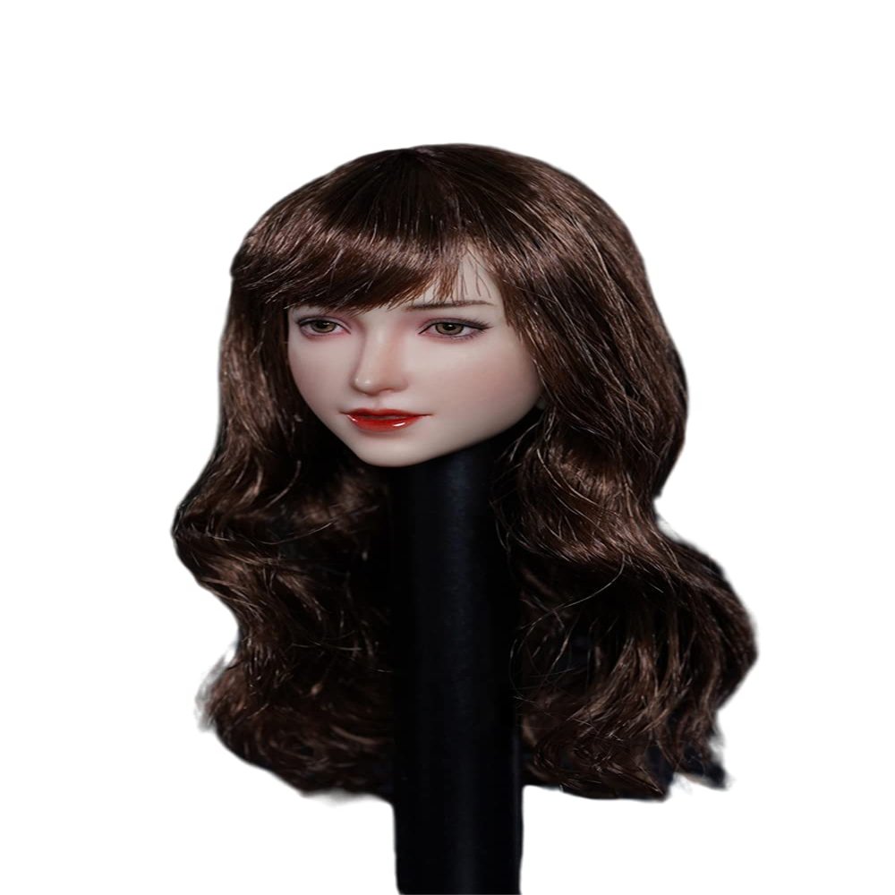 1/6 Scale Female Head Sculpt, Asian Girl Pale Skin Head Carved for 12inch Phicen TBLeague Action Figure Body Collection (C)