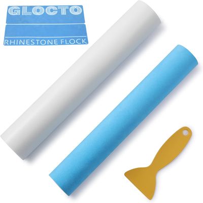 GLOCTO Magic Flock 12" x1Yard and Hotfix Tape 2yards for Rhinestone Template Stencil Rhinestone Flock for Hotfix Rhinestones for Any Cutting Machines