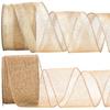 Ribbli Champagne Gold Wired Mesh Ribbon, Metallic Champagne and Glitter Mesh for Crafts, Wreaths, Topper Bow, Gift Wrapping, Tree Decoration - 2 Rolls 2.5 Inch Total 20 Yard view 1