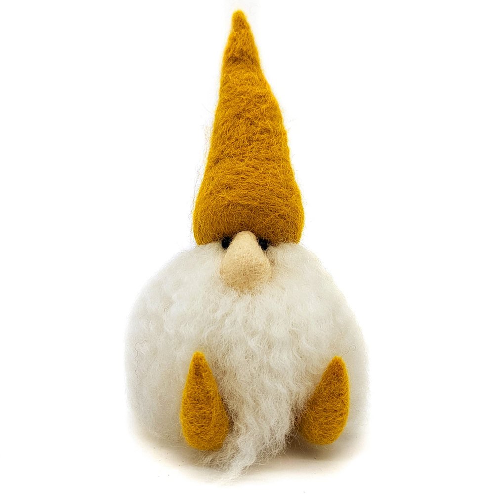 Yellow Gnome Felting Kit for Beginners 6 inch Gnomes Ornaments Kit Include Everything to Make - Friendly Instruction Gift for Mom, Gift for Wedding
