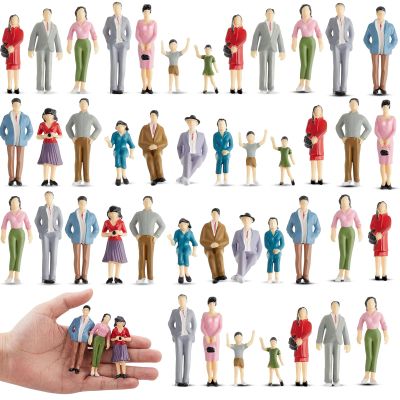 Lewtemi 28 Pcs 1: 25 Scale Miniature People Figurines Mini Architectural Plastic Small Dollhouse Figures Tiny Painted Model Train People for Projects Diorama Villiage