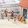 Lewtemi 28 Pcs 1: 25 Scale Miniature People Figurines Mini Architectural Plastic Small Dollhouse Figures Tiny Painted Model Train People for Projects Diorama Villiage view 4