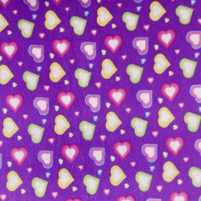 Pico Textiles 2 Yards Bolt - Colorful Hearts Allover Fleece Fabric - Sold by The Bolt - Print Fleece Fabric - Ideal for Sewing Projects, Scarves, No Sew Fleece Throws and Tie Blankets
