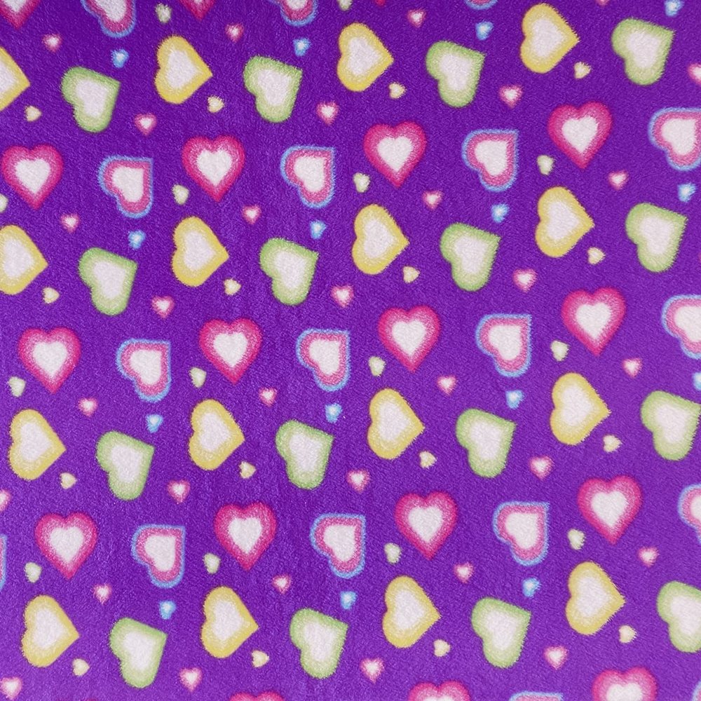 Pico Textiles 2 Yards Bolt - Colorful Hearts Allover Fleece Fabric - Sold by The Bolt - Print Fleece Fabric - Ideal for Sewing Projects, Scarves, No Sew Fleece Throws and Tie Blankets