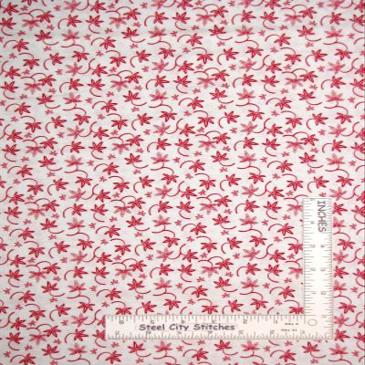 FlashPhoenix Quality Sewing Fabric True Red on White Double Flower Stems 100% Cotton Fabric 49109-R by The Yard 36 x 44 Inches