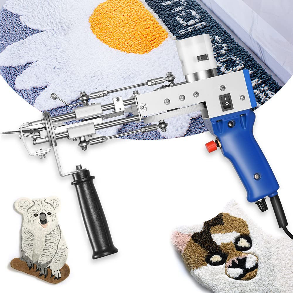TOTRAVE Tufting Gun 2 in1 Electric Carpet Tufting Gun Loop Pile Cut Pile Carpet Rug Gun Weaving Flocking Machines DIY Hand Tools,Blue