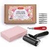 Incraftables Linocut Block Printing Kit for Stamp Making - 5 Soft 4"x6" Rubber Blocks, 6 Carving Blades, & Brayer Roller -Linoleum Block Printing Stamp Kit for Beginners, Adults Crafts view 1