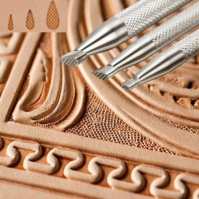 Singring Leather Stamping Tools Checkered Background Stamps 304 Stainless Steel Professional DIY LeatherCrafts Mesh Pattern Carving Tool (3pcs(S+M+L))