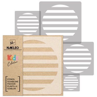 NAKLEO Painting Stencils Set for Nursery Room, 5 Pcs Templates 3.5" to 13.4" Halftone Stripe Circle, Plastic and Reusable Drawing Stencils, Decor, Craft DIY Wall Furniture